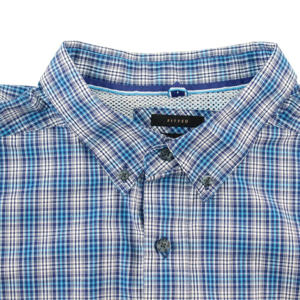 Ariat Pro Series 2XL Fitted Long Sleeve Blue Checkered Cowboy Western Shirt - Picture 4 of 12